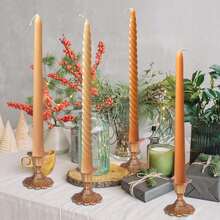 10-Inch, 4pcs Set Colorful Cone Candles, Rainbow Spiral Candle Sticks, Unscented Soft Toned Candles, Unscented Smokeless Spiral Candle Holders, Suitable For Weddings, Holidays, Parties, Home Decor (Autumn Colors) - Multicolor - View 8