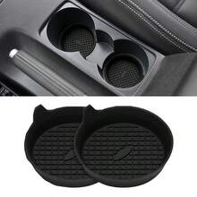 Black/Pink Car Cup Holder Coasters, Waterproof Anti-Slip Anti-Leak Beverage Mats With Grid Storage, Universal Car Interior Decor Accessories, Car Cup Holders, Travel Essential - one-size - View 7