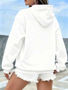 Women's Simple Solid Color Blend Hoodies Non-Fleece Casual Outdoor Walking Outfits - 白色 - 查看 2