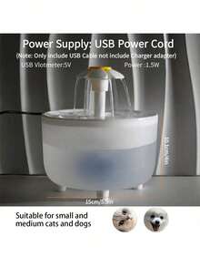 1500ml/50.72oz USB Powered Cat Water Fountain - Semi-Transparent, Automatic Circulation Pet Drinking Fountain, Adjustable Flow Rate & Filter Cotton, Suitable For Cats And Dogs - Multicolor - View 3