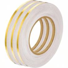 3pcs Floor Tiles Gold Foil Lines Metallic Mirror Tape 0.2" X164 Ft PVC Self Adhesive Decor Floor Wall Seam Sticker Waterproof Gap Sealing Tape For Kitchen Bathroom Cabinet - Vàng - Xem 2