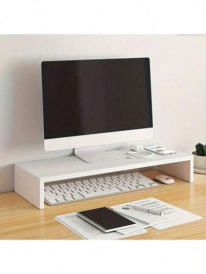 Weißer Laptop-Ständer, Computermonitorständer, Schreibtischorganizer geeignet für Büro und Zuhause, passend für Laptops und Computer, platzsparendes Design für Studenten und Berufstätige