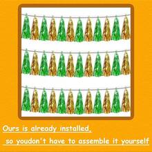 3P Metallic Fringe Tassel Banner Garland Foil Tinsel Streamer Wall Hanging Curtain Backdrop Banner For Parade Floats, Graduation Decorations, Father's Day Party Decoration(Silver)Halloween Christmas New Year - Green Gold - 查看 3