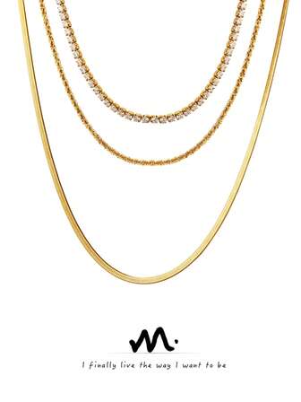 MiDuoDuo 1pc 3-Layer Paved Diamond Blade Flower Chain Necklace, Metal Hiphop Necklace Stainless Steel Jewelry, Unisex Graduation Gift, Suitable For Formal Occasions Like Dinner, Party, Versatile Accessory For Men