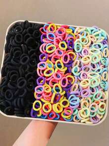 300 buc/pachet elastice de păr în culori mixte, elasticitate ridicată și nu dăunează părului - Multicolor - Vizualizare 7