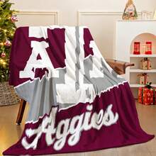 Fall Throw Blanket Flannel Blankets Super Soft Cozy Smooth Christmas Blankets Lightweight Plush Autumn Blankets Christmas Decoration Texas A&M Aggies Logo Pattern Blanket For Home Bed Sofa - trắng - Xem 6