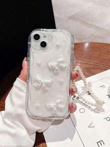 Minimalist Bow Cute Phone Case,Creative Ladies Design, Soft Protective Cover,Without Pendant Attachments - 白色 - 查看 4