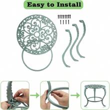 Heavy Duty Cast Iron Plant Stand Vintage Iron Flower Pot Holder Rustic Decorative Round Potted Plant Stand Rack Indoor Outdoor Metal Plant Holder For Home Garden - Green Cast Iron - View 4