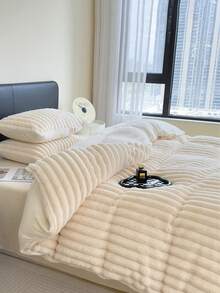 3件套水晶绒柔软舒适被套组（1个被套+2个枕套），可机洗，适用于卧室、客房，四季皆宜 - 白色 - 查看 7