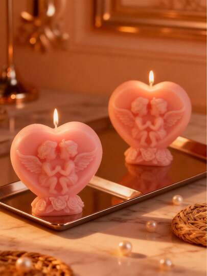 Heart Wing Fairy Candle Mold, Heart Candle Holder Mold, Silicone Mold, Plaster Mold, Scented Candle, 3D Shaped Heat-Resistant | High Elastic Silicone Mold, Multi-Purpose - For Making Candles, Plaster/Painting, Squeezing Toy/Stress Relief, Photography Prop Background, Home Decor For Holidays, Handmade Gifts, Poured In One Piece, Flexible And Easy To Clean, Reusable
