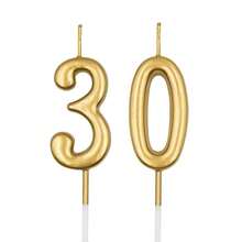 30th Birthday Candles, Champagne Gold NFUmberss 30 Candle For Cake, Happy Birthday Cake Topper Decoration For Birthday Anniversary Celebration Party Supplies{Inchcolor_nameinch:InchChampagnegoldinch} - 香檳金 - 查看 1