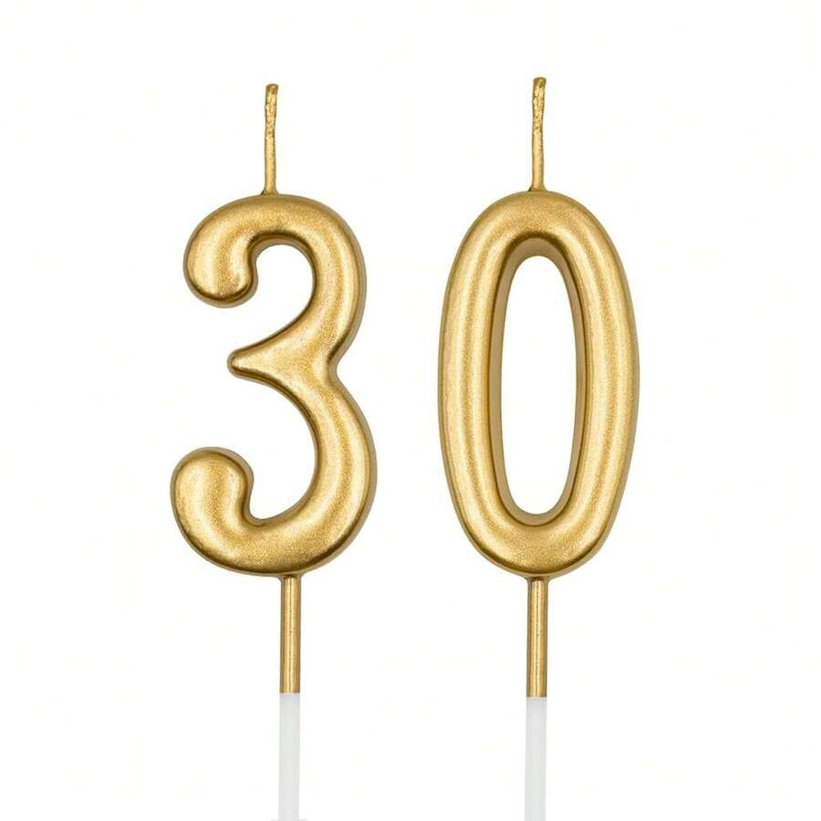 30th Birthday Candles, Champagne Gold NFUmberss 30 Candle For Cake, Happy Birthday Cake Topper Decoration For Birthday Anniversary Celebration Party Supplies{Inchcolor_nameinch:InchChampagnegoldinch} - 香檳金 - 查看 1