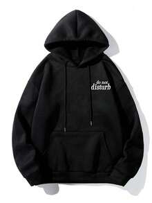 Krometka Áo Hoodie nam mùa Thu/Đông phong cách đường phố in khẩu hiệu tiếng Anh, chất liệu nỉ. - màu đen - Xem 6
