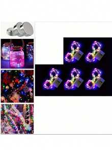 [1/3/5/12 Packs & 3 Modes] Fairy Lights Battery Powered 7FT 20LED Twinkle Lights Battery Mini Lights Small LED String Lights Waterproof Silver Wire For Indoor Mason Jar DIY Wedding Christmas Decor, (White)