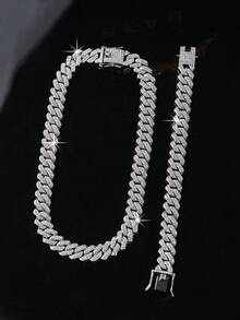 CVNANA 2件套时尚朋克风项链手链套装,男士首饰套装,嘻哈风格说唱歌手首饰,流行链首饰,生日/圣诞节/感恩节礼物 - 5261LX - 查看 7