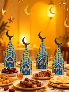 1pc/10pcs Crescent Moon Shaped Boxes, Halal Candy Packaging Boxes, Ramadan Festival Gift Boxes, Islamic Party Decor Handbag, Minimalist Handbag, Suitable For Ramadan, Other Holiday Gatherings And Parties, Birthday Parties - Multicolor - View 4