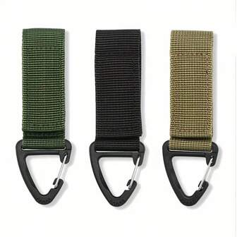 3/6个装重型尼龙织带腰带固定器钥匙扣，带三角形按扣 - 重型户外露营、徒步旅行、装备收纳 - 兼容背包、腰带环、钥匙扣 - 混合颜色（棕色、绿色、黄色、橙色、红色、紫色）
