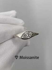 1pc Women's Quality Solitaire Ring, Minimalist Twisted Band High-Quality Ladies Ring, 2.5g 925 Sterling Silver, 1 Carat Pear-Cut Moissanite, Unique Niche Jewelry Design, Wedding/Bridal/Anniversary Gift, Comes With Moissanite Certificate And Elegant Gift Box