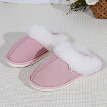 【毛绒内里】舒适简约的女士拖鞋，采用毛绒内里和柔软的EVA鞋底，四季皆宜，休闲百搭。时尚家居拖鞋，保暖防滑，舒适的情侣绒毛拖鞋，轻便的卧室拖鞋，适合居家/办公穿着，尤其适合冬季。女士拖鞋防滑耐磨，加厚毛绒内里，穿着更舒适。 - 彩色 - 查看 18