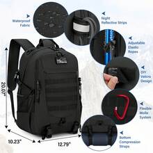 40L Tactical Backpack, Multi-Functional Military Hiking Camping Backpack, Waterproof, With 2 Side Water Bottle Pockets, Hunting Mountaineering Backpack, MOLLE System