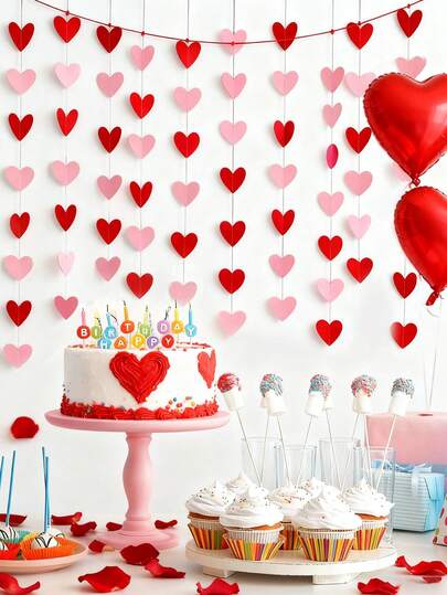 6 st/förpackning alla hjärtans dag färgglada festpappersgirlanger med hjärta, hängande regnbågshjärtdekorationer alla hjärtans dag-romantik serpentiner för alla hjärtans dag, förlovning, bröllop, årsdag, födelsedagsfest, bröllopsklassrum, heminredning, väggbonader.