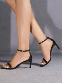 Giày sandal cao gót mũi vuông màu đen dành cho nữ, thời trang, gợi cảm và thanh lịch, phù hợp với trang phục mùa xuân hè. - màu đen - Xem 6