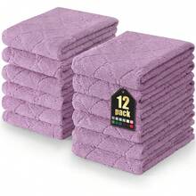 12 Pack Kitchen Dish Cloths (10 X 10 Inches, Cream Yellow), Super Soft And Absorbent Coral Velvet Dish Towels, Nonstick Oil Fast Drying Microfiber Cleaning Cloth, No Lint Household Dishcloths, 2025 - 紫色 - 查看 7