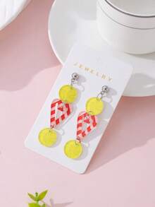 1 par de pendientes de moda con diseño de estampado de caramelos navideños para mujeres, adecuados para usar en fiestas de Navidad y como regalo