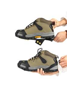 1双10齿户外冰雪防滑鞋套，防滑鞋套，硅胶冰爪，简易冰爪，男女冬季必备雪地装备配件，适用于冬靴、鞋子和运动鞋