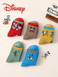 Disney 10双装儿童袜子，可爱米奇一家图案，加厚保暖，适合秋冬季节，女童中筒袜，男童卡通袜，透气婴儿/学生袜，地板袜 - 彩色 - 查看 9