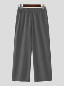 INCERUN Men V-Neck Twist Wrap Long Sleeve Asymmetrical Tops Shirt Elastic Waist Long Pants Trousers Casual 2PCS Sets Suits - 灰色 - 查看 7