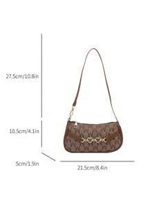 New Fashionable Versatile Chain Strap Shoulder Bag, Underarm Handbag For Women - Brown - View 5