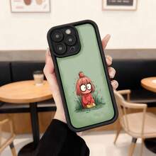Cubierta de teléfono con borde negro y diseño de dibujos animados para iPhone 14 Pro Max en color verde claro con estampado de niña con cabello rojo y manzana en la cabeza ideal para uso diario en cafeterías y espacios urbanos Aplicable a los teléfonos de la serie Apple y Galaxy - Burdeos - Ver 1