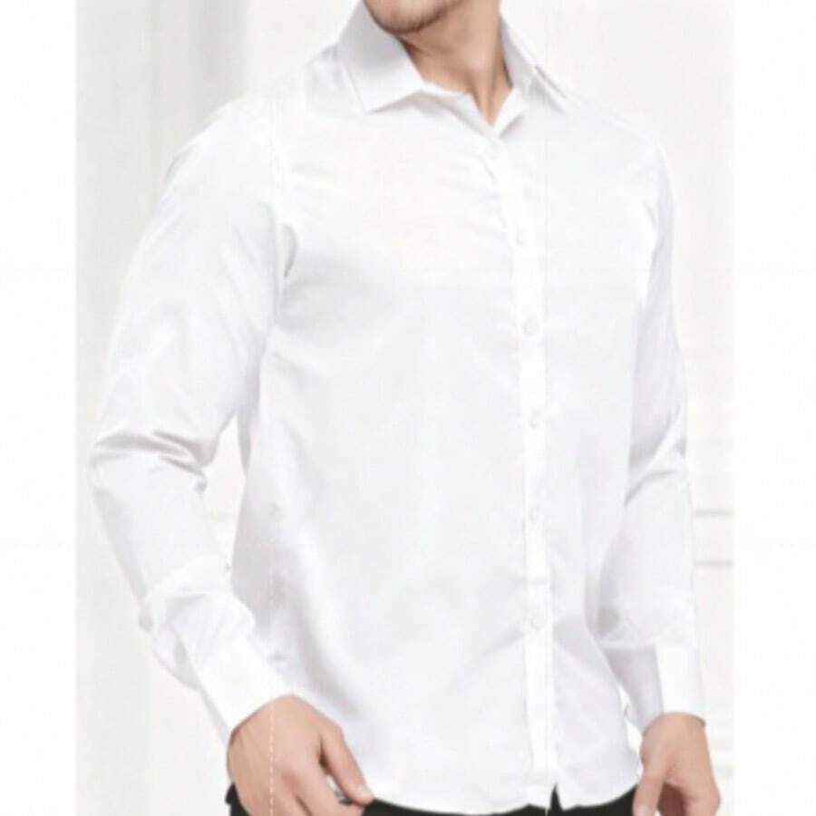 Men's Long-Sleeved Shirt, All Slim Fit Type, Luxury Premium - White - View 1
