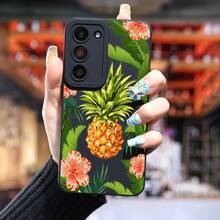 Funda de Teléfono de Lujo para Samsung Pintura al Óleo Piña a Prueba de Golpes para Galaxy S24 Ultra S23 Plus S22+ S21 S20 FE S10 A72 A54 5G A53 A52 A52S A15 A14 A13 A12 A22 A21S A51 A33 A32 A23 5G GT2 Funda de Silicona Mate Suave Protectora Antigolpes para Coche - Colores mixtos - Ver 4