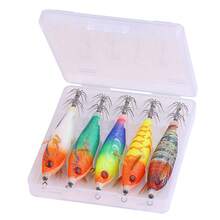 HENGJIA 5pcs/Lot Transparent Storage Box Case Squid Lure Jig Baits Squid Jig Wood Shrimp Jigs Hook - Multicolor - View 12