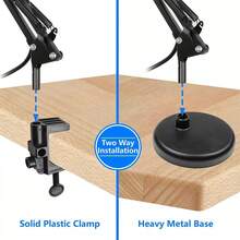 Metal Desk Lamp With Clamp, Swing Arm, Architect Adjustable Gooseneck Table Lamp, Clip Desk Lights For Home Office, Work, Study, Reading, E26 Base, Multi-Joint, Black - 查看 5