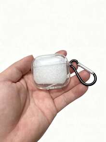 1pc Glossy Transparent Earphone Protective Case With Carabiner Hook, Compatible With Apple 1/2, Pro, 3, Pro2 And Bluetooth Headphones - Transparent Shiny Earphone Case + Mounting Buckle - View 10