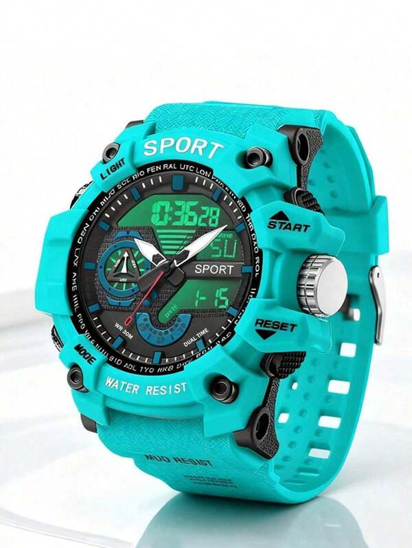 1pc Multifunctional Waterproof Sports Electronic Watch With Dual Display, Suitable For Daily Wear, Great Gift Option