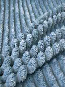 1pc Soft & Fluffy Blanket, Wide Striped Faux Fur Throw Blanket, Pink Bedroom Decor Rug, Plush Wrap, Christmas Flannel Blanket, Casual Nap Blanket, Small Office Nap Blanket, Fluffy Room Decor Rug - Navy Blue - View 5