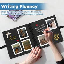 8英寸 x 8英寸现代新娘信件剪贴簿，新娘信件剪贴簿婚礼纪念册，空白页新娘DIY剪贴簿留言簿，配珍珠贴纸、蝴蝶结、金属字母贴纸 - 黑色 - 查看 5