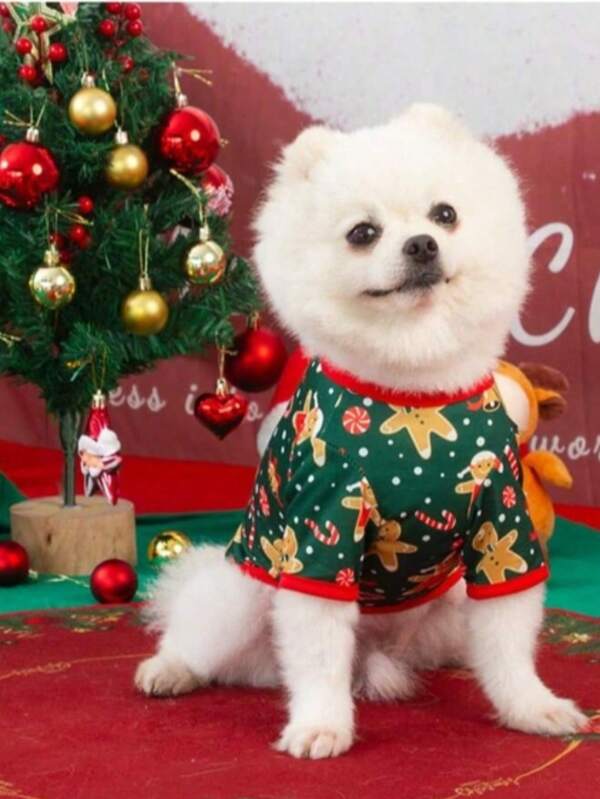 1 bucată de haine pentru animale de companie, câini, pisici, veste de Crăciun, câini de talie mică și mijlocie, ursuleți de pluș, om de zăpadă de Crăciun, vestă în stil elan, potrivită pentru petreceri de Crăciun, fotografiere, cadouri de Crăciun pentru animale de companie