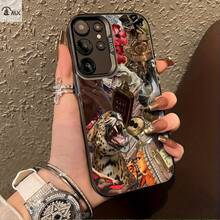 Elementos de lujo y collage de animales adecuado para fundas de teléfono  Galaxy S25ULTRA, S24PLUS, S23FE, S21PRO, S22, S20+, A03S, A05S, A14, A31, A53, A34, A10, A04E, M04, A33, A35, A55, A72, A71, A70, A22, A16, A06, A20S, A54, funda de teléfono  dedicada, resistente a la suciedad, a la moda, moderna, colorida, plateada IMD - Colores mixtos - Ver 1