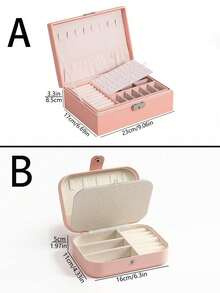 1个大容量PU皮革首饰盒，双层可锁首饰收纳盒，女士首饰收纳盒，防尘防丢首饰收纳盒，首饰收纳展示盒，化妆品收纳盒，首饰收纳整理，家居必备，适合存放项链、戒指、耳环和其他首饰配件，节日礼物，圣诞礼物，女士礼物。