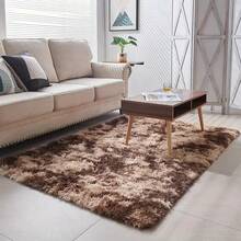 1pc Soft Shag Tie-Dyed Coffee Brown Area Rug For Living Room, Lightweight Yet Very Comfortable, Affordable Carpet Tie-Dye Fluffy Polyester Floor Carpet, , Bedroom, Game Room, Dorm Room Decor - Multicolor - View 12