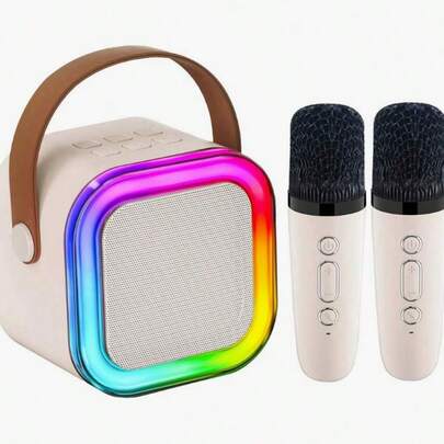 Mini Karaoke Machine, Portable Wireless Karaoke Speaker With 2 Wireless Microphones, Karaoke Microphone Machine Toy, Suitable For Parties/Meetings/Adults, Best Choice For Gifts And Gatherings.