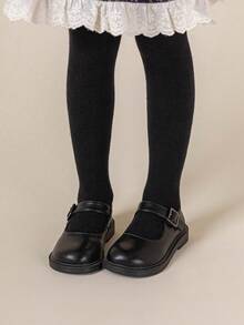 3 Pairs Girls' Solid Color Leggings, Suitable For Everyday Wear - Multicolor - View 7