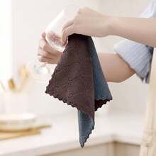 12 Pack Kitchen Dish Cloths (10 X 10 Inches, Cream Yellow), Super Soft And Absorbent Coral Velvet Dish Towels, Nonstick Oil Fast Drying Microfiber Cleaning Cloth, No Lint Household Dishcloths, 2025 - 深灰色和棕色 - 查看 5