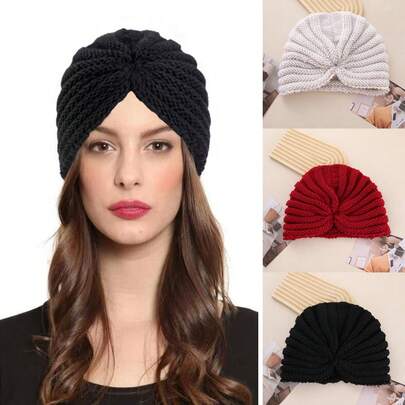 Winter And Autumn Knitted Wool Headscarf Hat Wrapped With Cross Twisted Arabic Hair, Style Headscarf Hat, Headscarf Hat, Warm Headscarf Hair Accessory