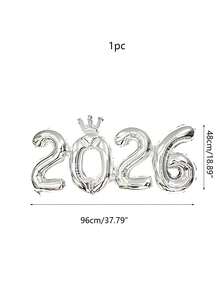 1个金色银色皇冠2026数字铝箔气球 - 优雅的金色银色饰面，适用于圣诞节和新年装饰、节日派对用品、毕业典礼、新年等场合。 - 彩色 - 查看 9